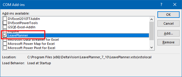 ComAddIns LeavePlanner
